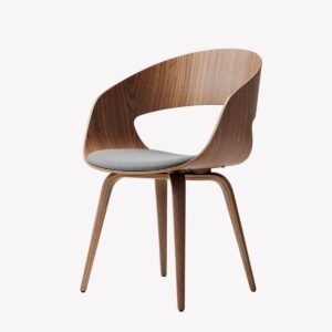 Curved wood accent chair